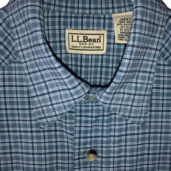 LL Bean Men’s Short Sleeve Checked Shirt Sm-Reg Button Up - Picture 3 of 8
